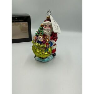 Christopher Radko Deluxe Delivery Santa Claus Glass Christmas Ornament New